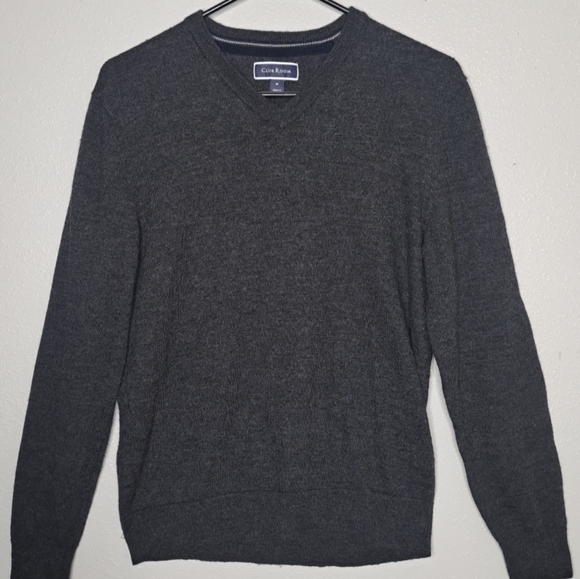 Club Room Other - Club Room Men's  Ribbed Trim V-Neck Sweater Dark Charcoal Size Medium Long Slv